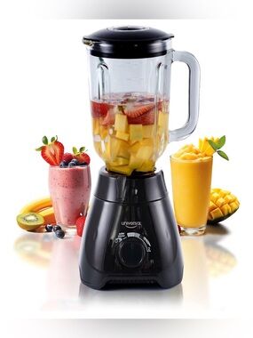 Universal Black Countertop Blender with Clear Glass Pitcher